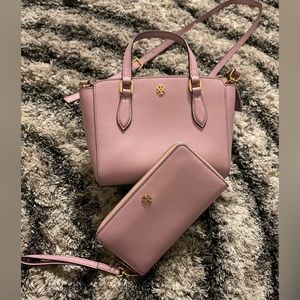 Tory Burch Crossbody Mini Tote Lilac with Matching Wallet